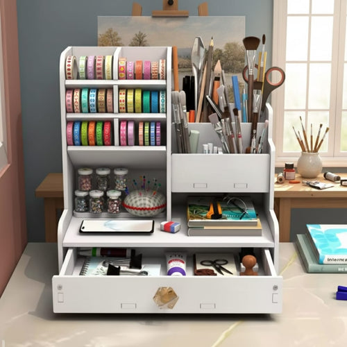 Organisateur de Bureau Multifonction – Rangement Compact avec Tiroir